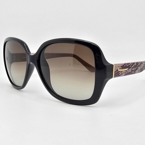 Salvatore Ferragamo SF715S Black Antique Wood Frame Brown Gradient Sunglasses - Picture 3 of 16